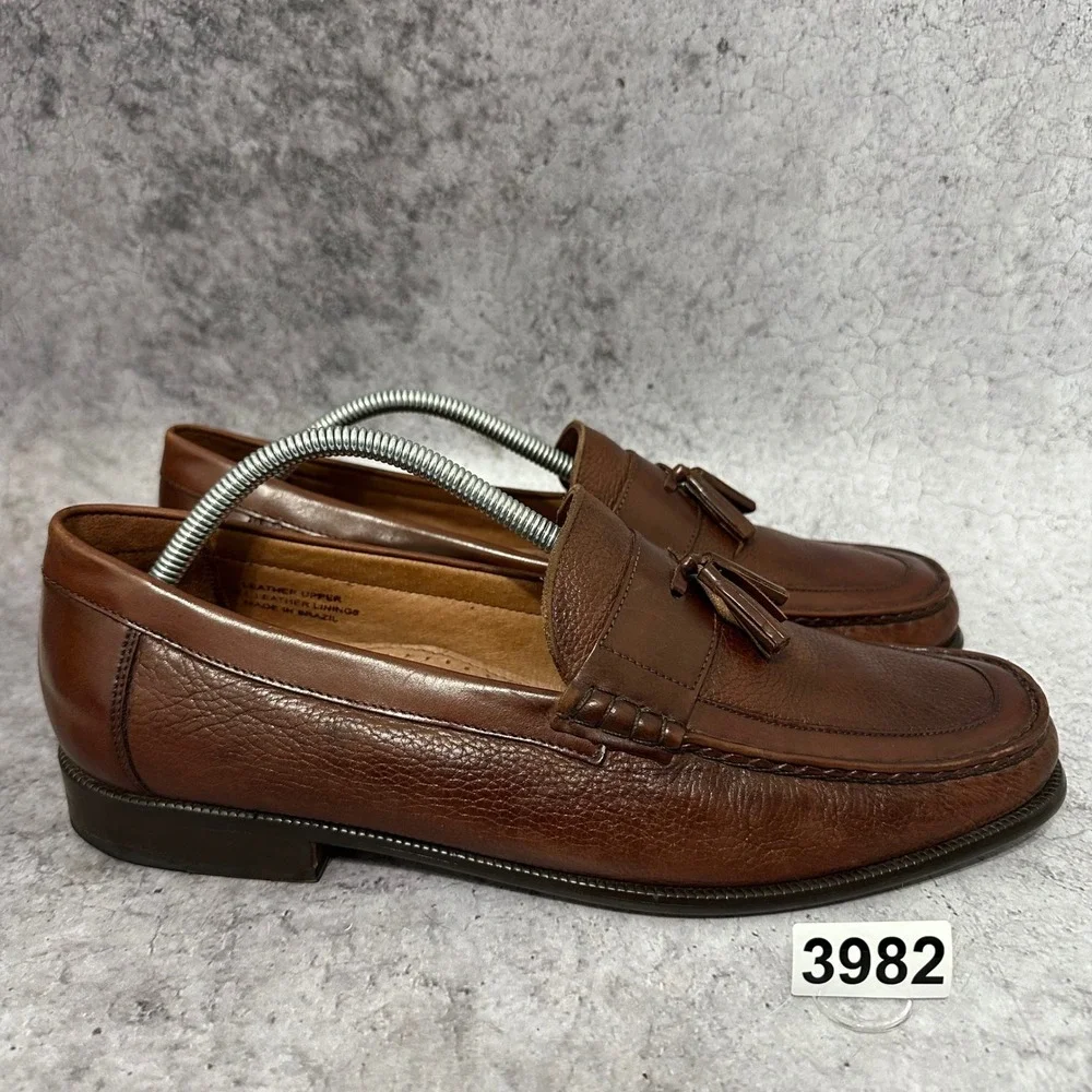 Florsheim Heyworth Tassel Loafers Mens 12 Brown Pebbled Leather Dress Shoes